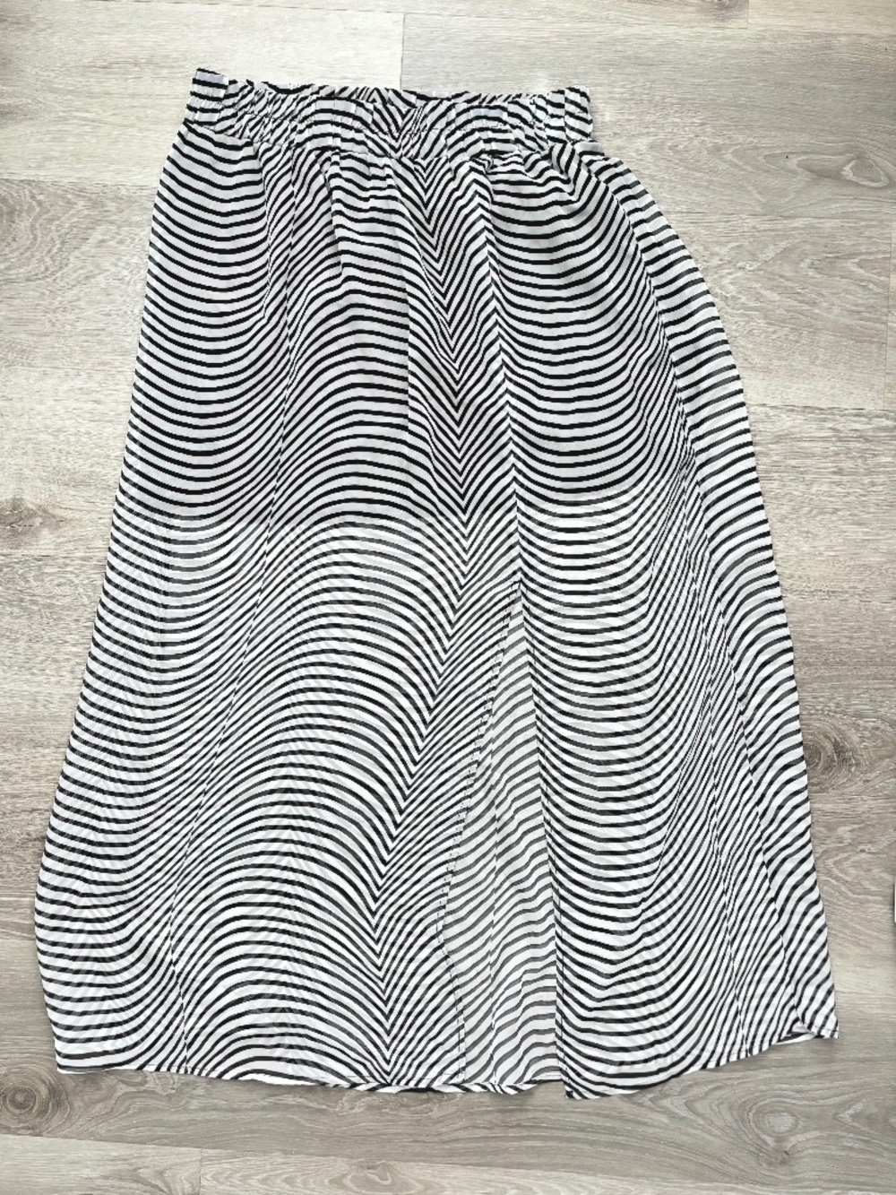 Charlotte Russe Y2K Mini Maxi Skirt Layered Sheer Black White Striped Slit XL